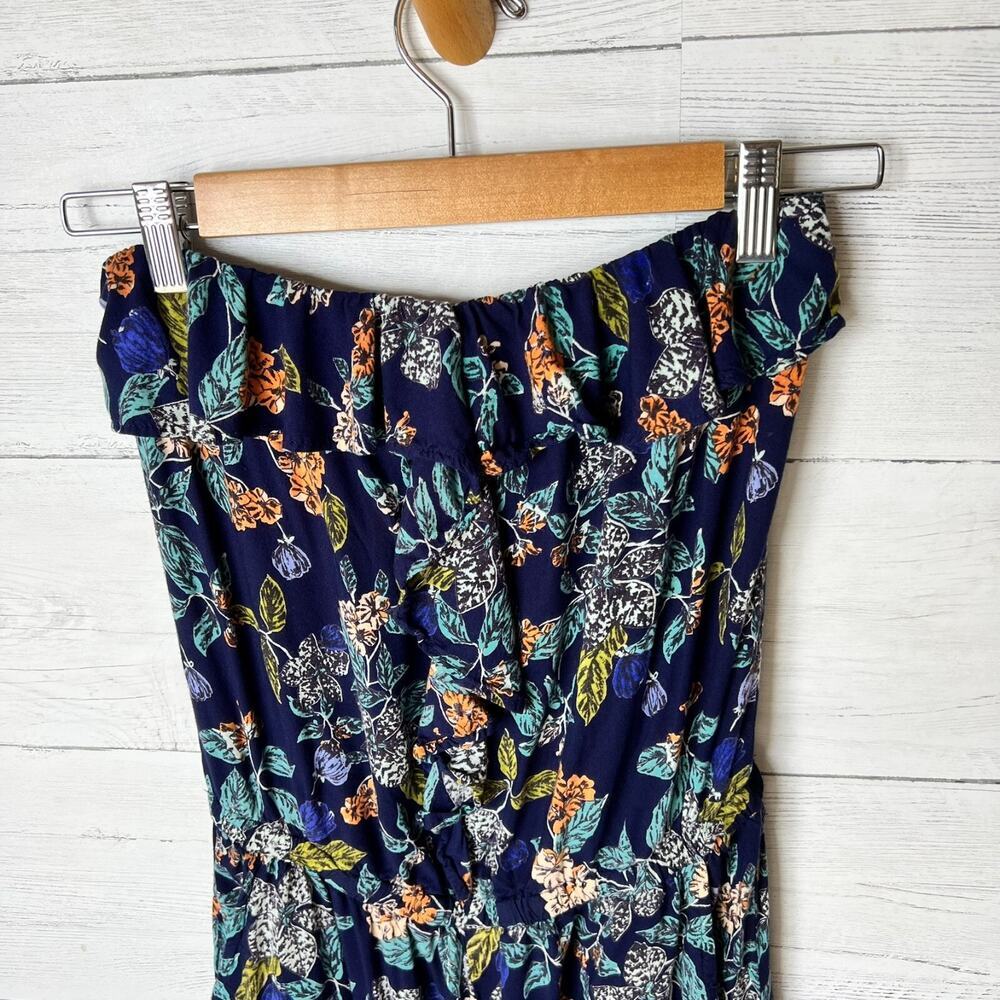 Angie Jumpsuit Womens Size Small Colorful Floral Ruffles Strapless Summertime - Picture 7 of 13